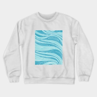 Flowing Doodle in Blue and Teal With White Lines Crewneck Sweatshirt